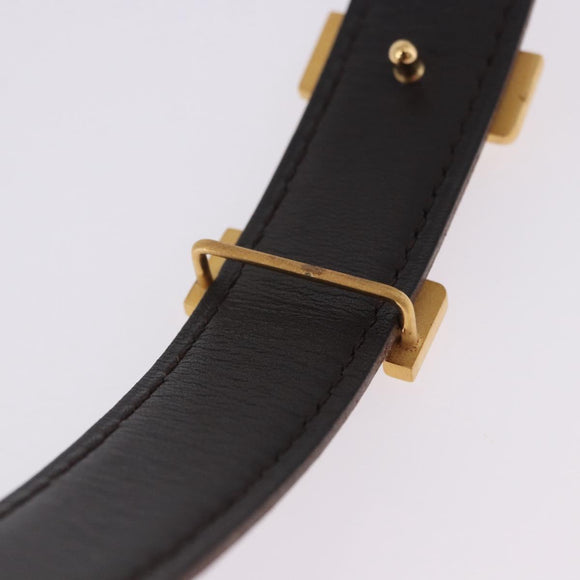 HERMES Constance H Belt Leather 33.1"" Red Gold Auth 204102