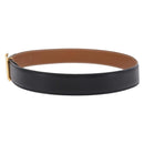 HERMES Constance H Belt Leather 33.9"" Black Gold Auth 204104-3