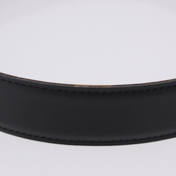 HERMES Constance H Belt Leather 33.9"" Black Gold Auth 204104