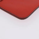 HERMES Dogon Wallet Taurillon Clemence Leather Orange Silver Auth 204105-15