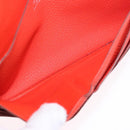 HERMES Dogon Wallet Taurillon Clemence Leather Orange Silver Auth 204105-24
