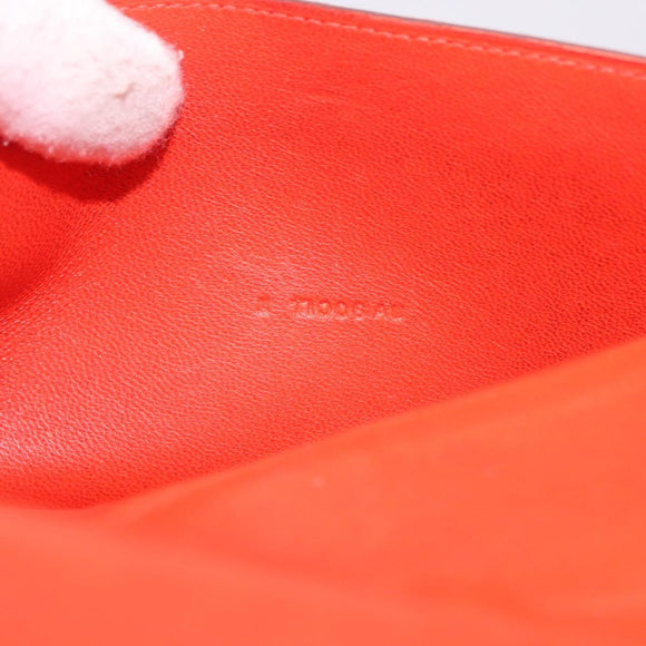 HERMES Dogon Wallet Taurillon Clemence Leather Orange Silver Auth 204105