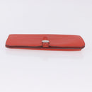 HERMES Dogon Wallet Taurillon Clemence Leather Orange Silver Auth 204105-7