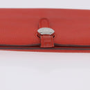 HERMES Dogon Wallet Taurillon Clemence Leather Orange Silver Auth 204105-8
