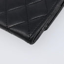CHANEL Matelasse Card Case Lamb Skin Black Silver CC Auth 204109V-15
