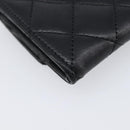 CHANEL Matelasse Card Case Lamb Skin Black Silver CC Auth 204109V-16