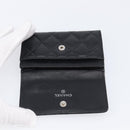 CHANEL Matelasse Card Case Lamb Skin Black Silver CC Auth 204109V-8