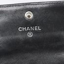 CHANEL Matelasse Card Case Lamb Skin Black Silver CC Auth 204109V-18