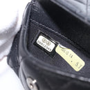 CHANEL Matelasse Card Case Lamb Skin Black Silver CC Auth 204109V-11