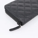 CHANEL Matelasse Long Wallet Leather Black CC Auth 204111V-15