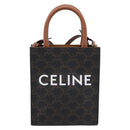 CELINE Triomphe Canvas Mini Vertical Cabas Hand Bag PVC 2way Black Auth 204112M-13