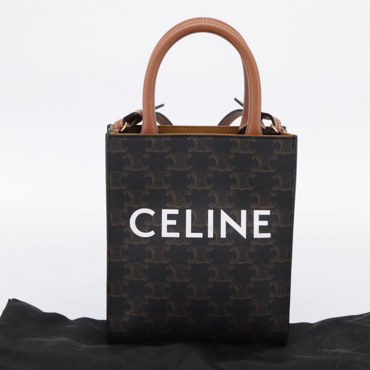 CELINE　バッグ　2way CELINE Triomphe Canvas Mini Vertical Cabas Hand Bag PVC 2way Black