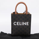 CELINE Triomphe Canvas Mini Vertical Cabas Hand Bag PVC 2way Black Auth 204112M-12