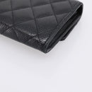 CHANEL Matelasse Long Wallet Caviar Skin Black Gold CC Auth 204114M-10