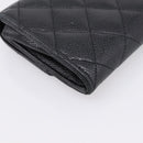 CHANEL Matelasse Long Wallet Caviar Skin Black Gold CC Auth 204114M-11