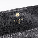 CHANEL Matelasse Long Wallet Caviar Skin Black Gold CC Auth 204114M-13