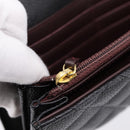 CHANEL Matelasse Long Wallet Caviar Skin Black Gold CC Auth 204114M-17