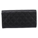 CHANEL Matelasse Long Wallet Caviar Skin Black Gold CC Auth 204114M-3