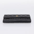 CHANEL Matelasse Long Wallet Caviar Skin Black Gold CC Auth 204114M-7