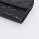 CHANEL Matelasse Long Wallet Caviar Skin Black Gold CC Auth 204114M-8