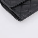 CHANEL Matelasse Long Wallet Caviar Skin Black Gold CC Auth 204114M-9