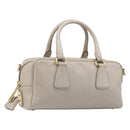 PRADA Hand Bag Saffiano leather Gray Gold Auth 204120V-1
