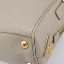 PRADA Hand Bag Saffiano leather Gray Gold Auth 204120V-15