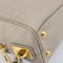 PRADA Hand Bag Saffiano leather Gray Gold Auth 204120V-16