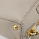 PRADA Hand Bag Saffiano leather Gray Gold Auth 204120V-17