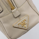 PRADA Hand Bag Saffiano leather Gray Gold Auth 204120V-19