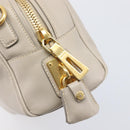 PRADA Hand Bag Saffiano leather Gray Gold Auth 204120V-21