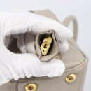 PRADA Hand Bag Saffiano leather Gray Gold Auth 204120V-22