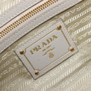 PRADA Hand Bag Saffiano leather Gray Gold Auth 204120V-23