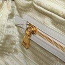 PRADA Hand Bag Saffiano leather Gray Gold Auth 204120V-26