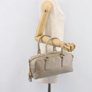 PRADA Hand Bag Saffiano leather Gray Gold Auth 204120V-29