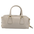 PRADA Hand Bag Saffiano leather Gray Gold Auth 204120V-2