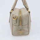 PRADA Hand Bag Saffiano leather Gray Gold Auth 204120V-3