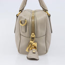 PRADA Hand Bag Saffiano leather Gray Gold Auth 204120V-4
