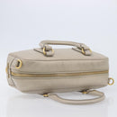 PRADA Hand Bag Saffiano leather Gray Gold Auth 204120V-7