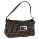 FENDI Zucca Canvas Mamma Baguette Shoulder Bag Brown Black Auth 204131V-1