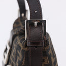 FENDI Zucca Canvas Mamma Baguette Shoulder Bag Brown Black Auth 204131V-9
