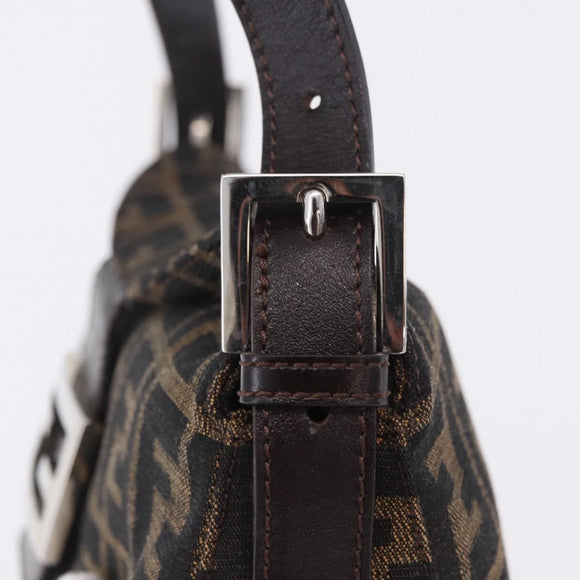 FENDI Zucca Canvas Mamma Baguette Shoulder Bag Brown Black Auth 204131V