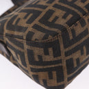 FENDI Zucca Canvas Mamma Baguette Shoulder Bag Brown Black Auth 204131V-15