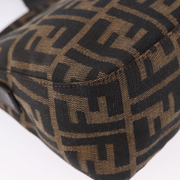 FENDI Zucca Canvas Mamma Baguette Shoulder Bag Brown Black Auth 204131V