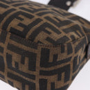 FENDI Zucca Canvas Mamma Baguette Shoulder Bag Brown Black Auth 204131V-16