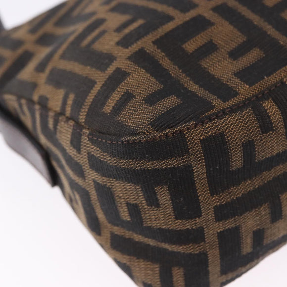 FENDI Zucca Canvas Mamma Baguette Shoulder Bag Brown Black Auth 204131V