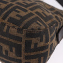 FENDI Zucca Canvas Mamma Baguette Shoulder Bag Brown Black Auth 204131V-18