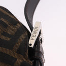 FENDI Zucca Canvas Mamma Baguette Shoulder Bag Brown Black Auth 204131V-20