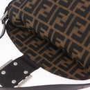FENDI Zucca Canvas Mamma Baguette Shoulder Bag Brown Black Auth 204131V-21