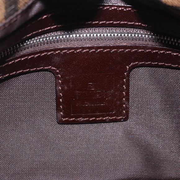 FENDI Zucca Canvas Mamma Baguette Shoulder Bag Brown Black Auth 204131V